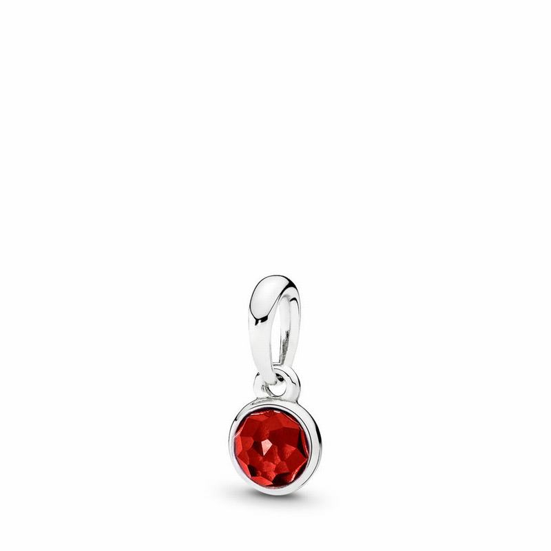 Pandora July Droplet Pendant Ireland - Sterling Silver/Red/Synthetic Ruby - 190483TKX